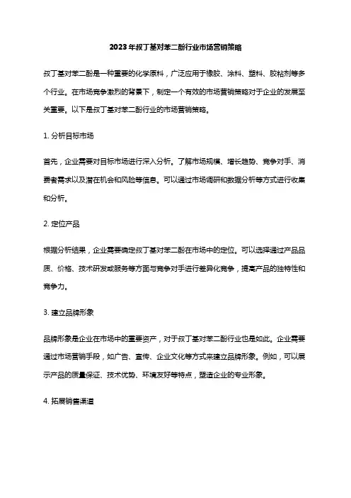 2023年叔丁基对苯二酚行业市场营销策略