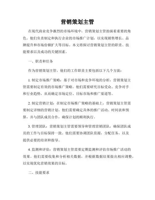 营销策划主管