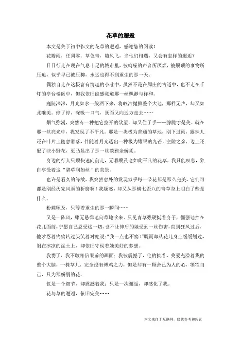 花草的邂逅_初中作文