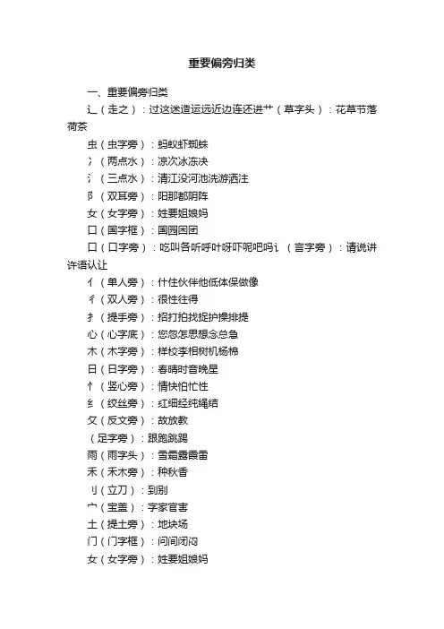 重要偏旁归类