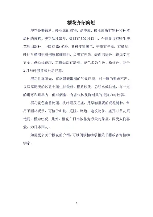 樱花介绍简短