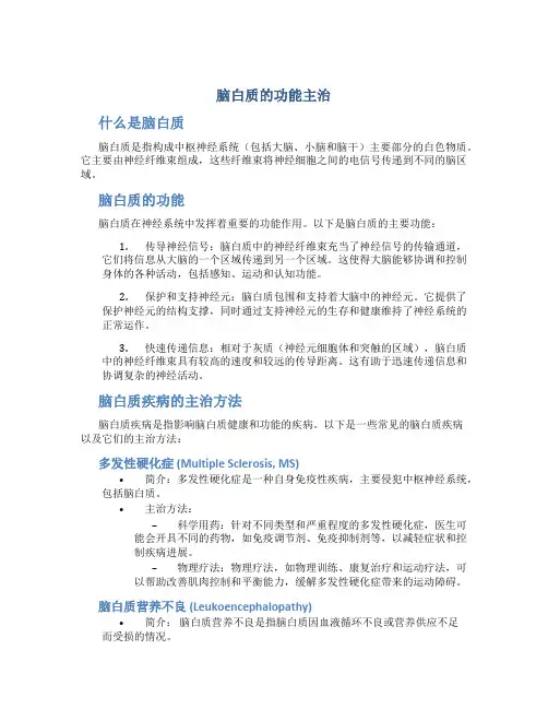 脑白质的功能主治