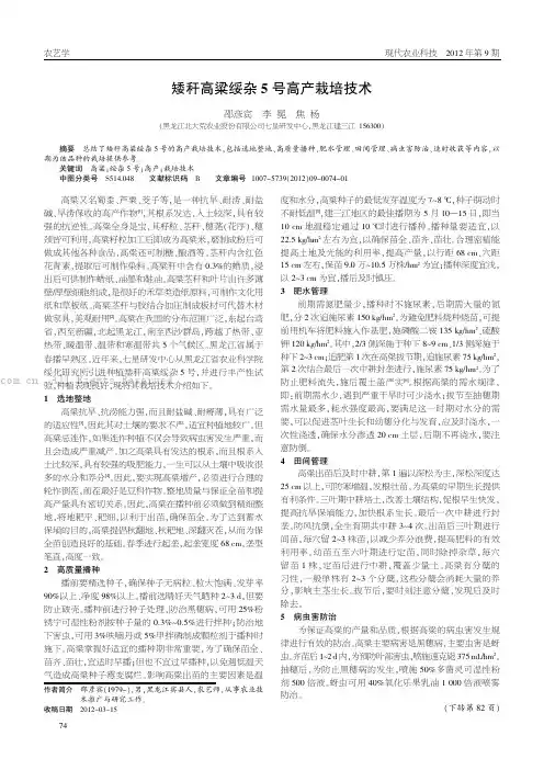 矮秆高梁绥杂5号高产栽培技术