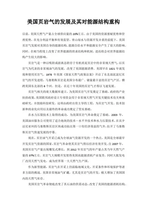 美国页岩气的发展及其对能源结构重构