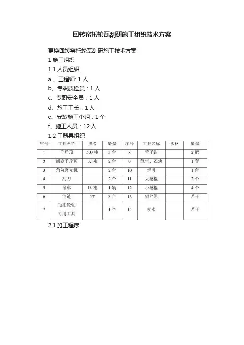回转窑托轮瓦刮研施工组织技术方案