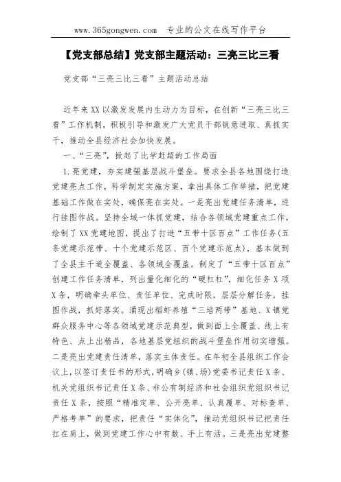 【党支部总结】党支部主题活动：三亮三比三看