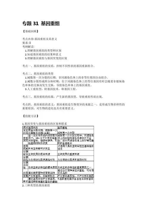 专题31 基因重组