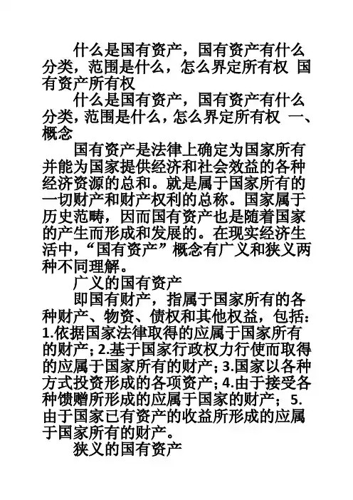 什么是国有资产，国有资产有什么分类，范围是什么，怎么界定所有权国有资..