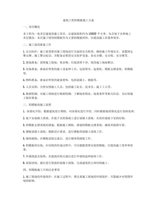 建筑工程铝模板施工方案