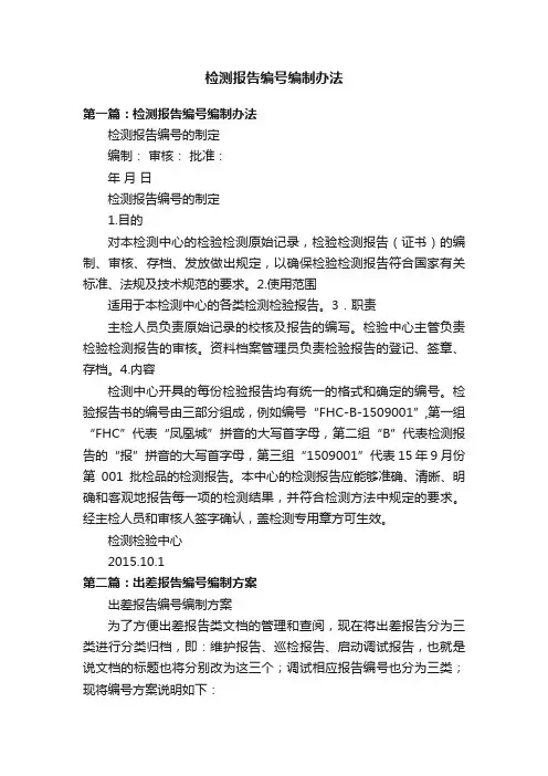 检测报告编号编制办法