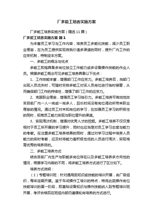 厂多能工培养实施方案