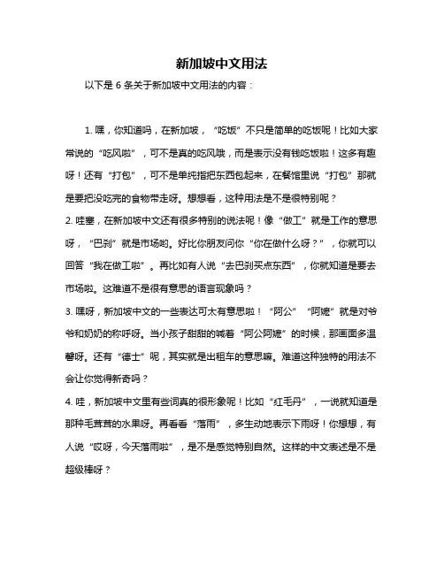 新加坡中文用法