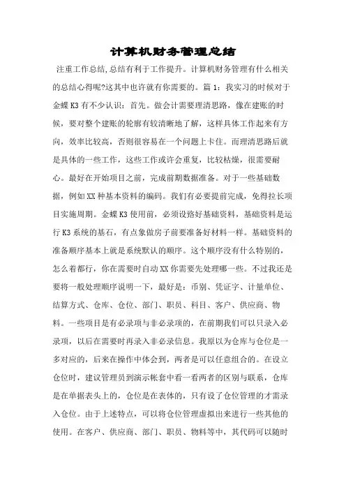 计算机财务管理总结