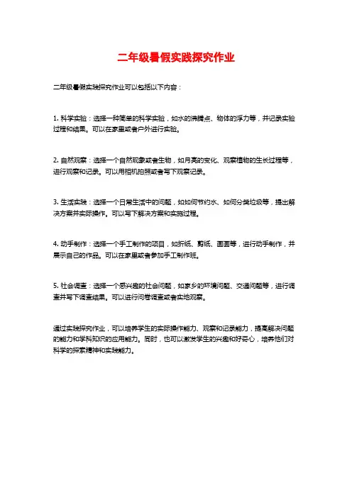 二年级暑假实践探究作业