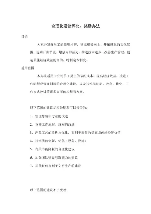 合理化建议评比、奖励办法