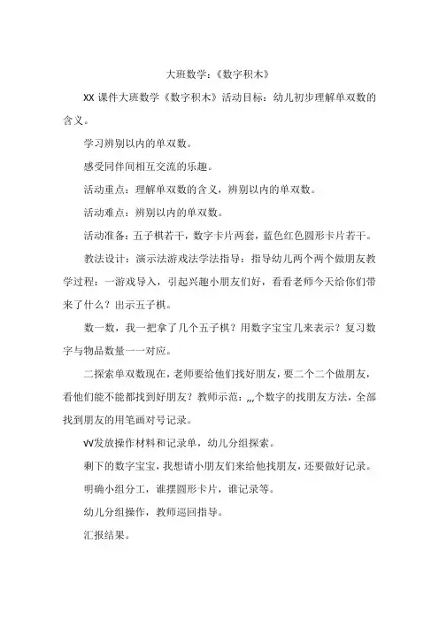 大班数学：《数字积木》