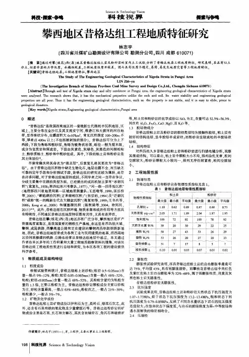 攀西地区昔格达组工程地质特征研究