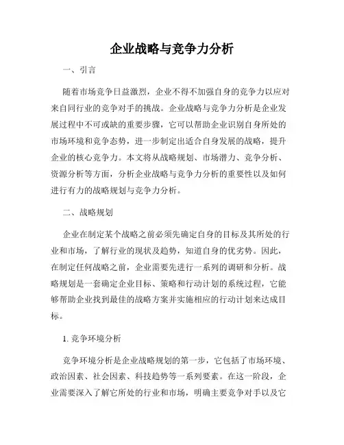 企业战略与竞争力分析