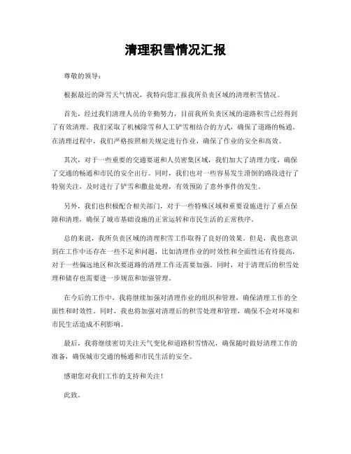 清理积雪情况汇报