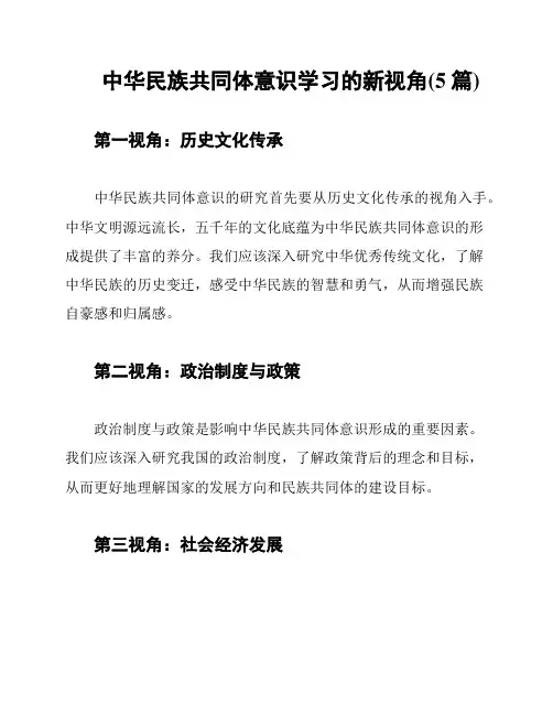 中华民族共同体意识学习的新视角(5篇)