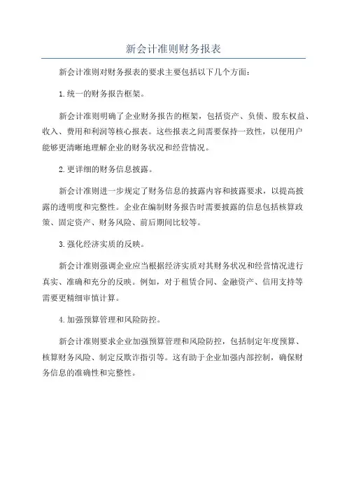 新会计准则财务报表