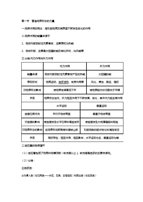 高考地理复习重点知识必修一第四单元地表形态的塑造