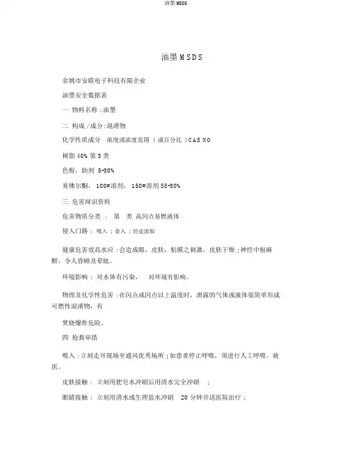 油墨MSDS