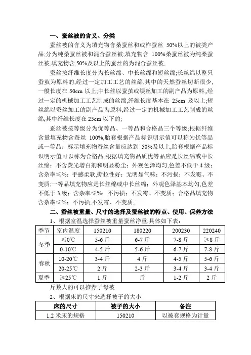 蚕丝被的知识