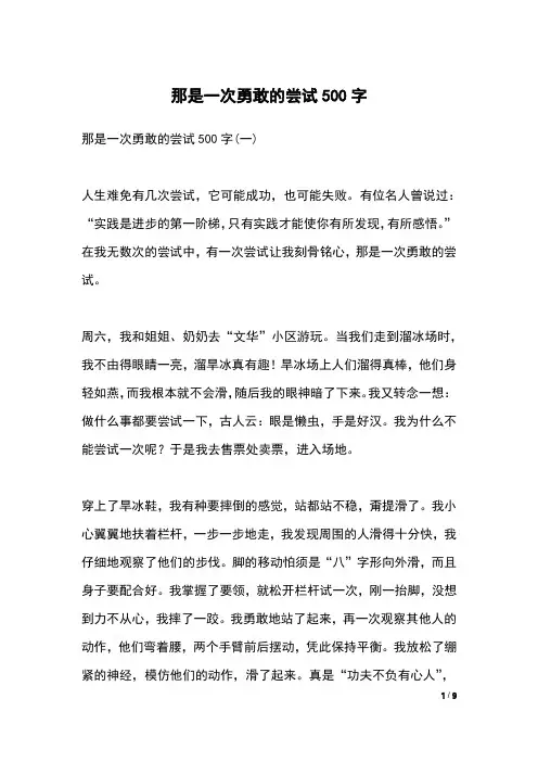 那是一次勇敢的尝试500字