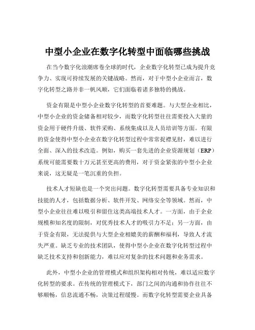 中型小企业在数字化转型中面临哪些挑战