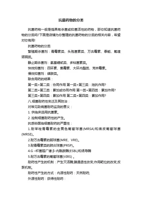 抗菌药物的分类