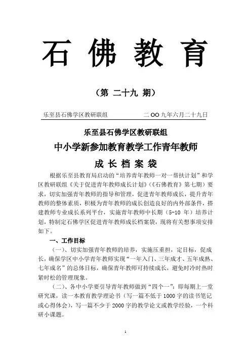 29期石佛教育09年上期青年教师档案袋