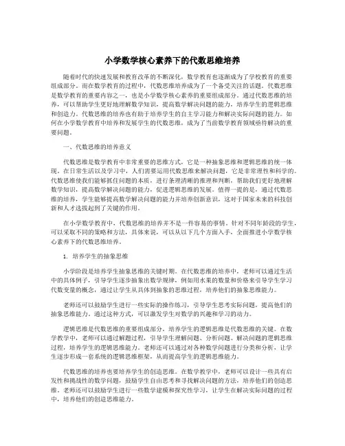 小学数学核心素养下的代数思维培养