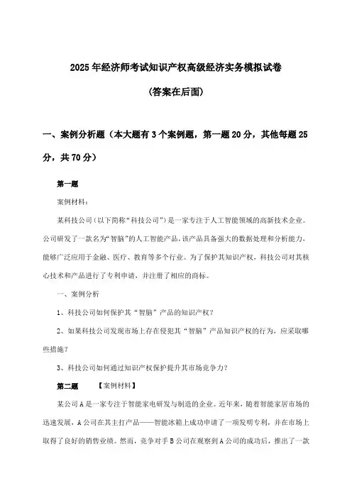 2025年经济师考试知识产权高级经济实务试卷及答案指导