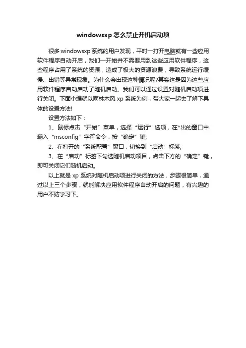 windowsxp怎么禁止开机启动项