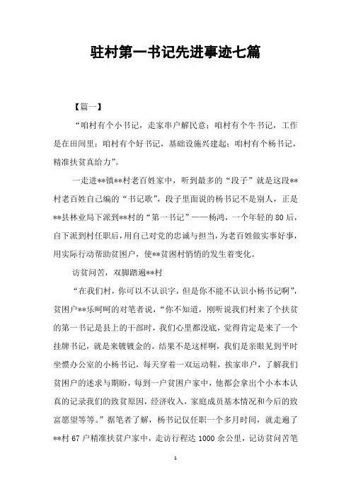 驻村第一书记先进事迹七篇