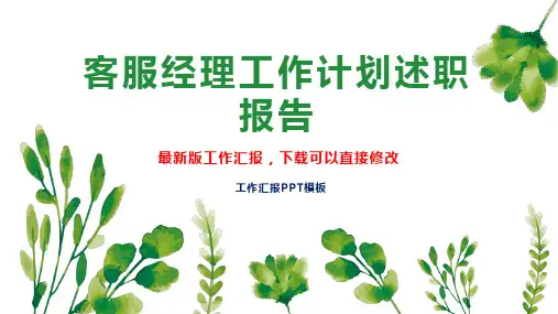 客服经理工作计划工作总结述职报告PPT模板下载