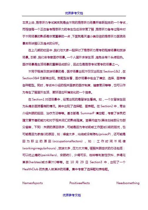 [实用参考]常见的雅思听力看病场景分析