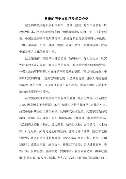 盆景的历史文化以及相关介绍