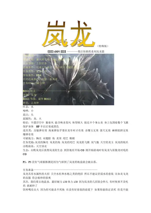 【梵】怪物猎人P3岚龙 图文教程【基本全武器 特殊详细版】