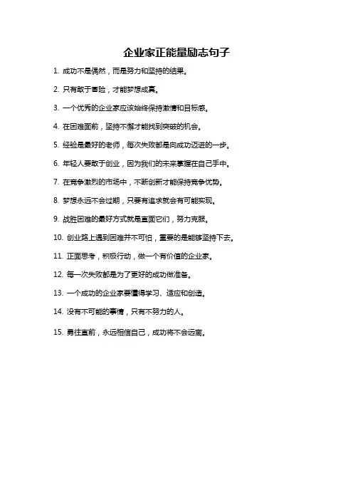 企业家正能量励志句子