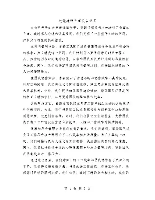 效能建设自查报告范文