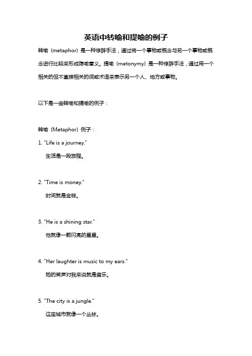英语中转喻和提喻的例子