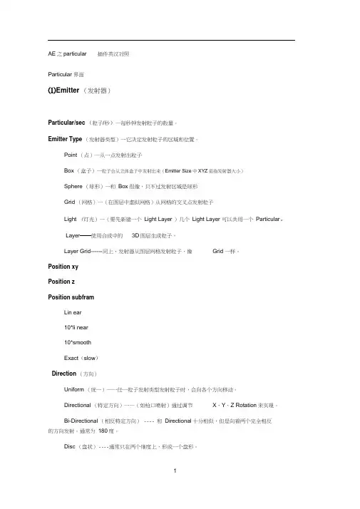 particular面板中英文翻译
