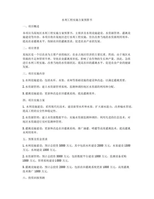 水利工程实施方案预算书