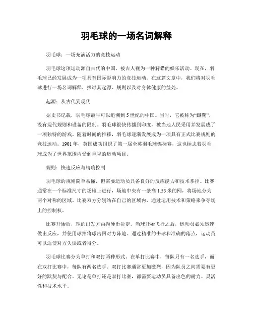 羽毛球的一场名词解释