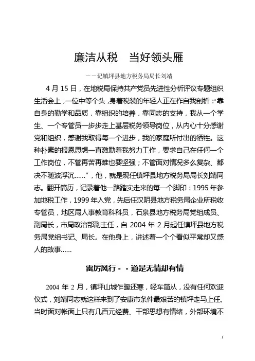 廉洁从税 从我做起