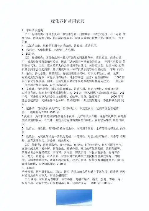 绿化养护常用农药