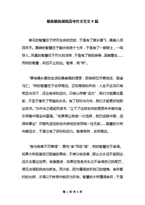 最新最新湖南高考作文范文4篇