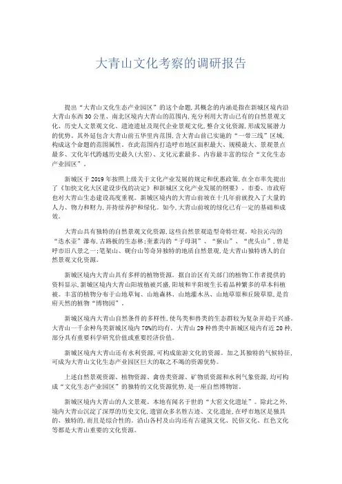 总结报告-大青山文化考察的调研报告 精品